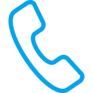Blue phone icon on black background.