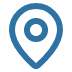 Blue location pin icon on black background.
