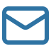 Blue envelope icon on a black background.