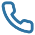 Blue phone icon on black background.